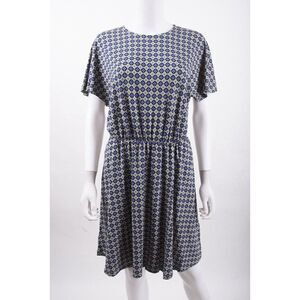 Boden Womens Flutter Sleeve Jersey Dress UK 14P US 10P Moroccan Diamond 0113 NWT